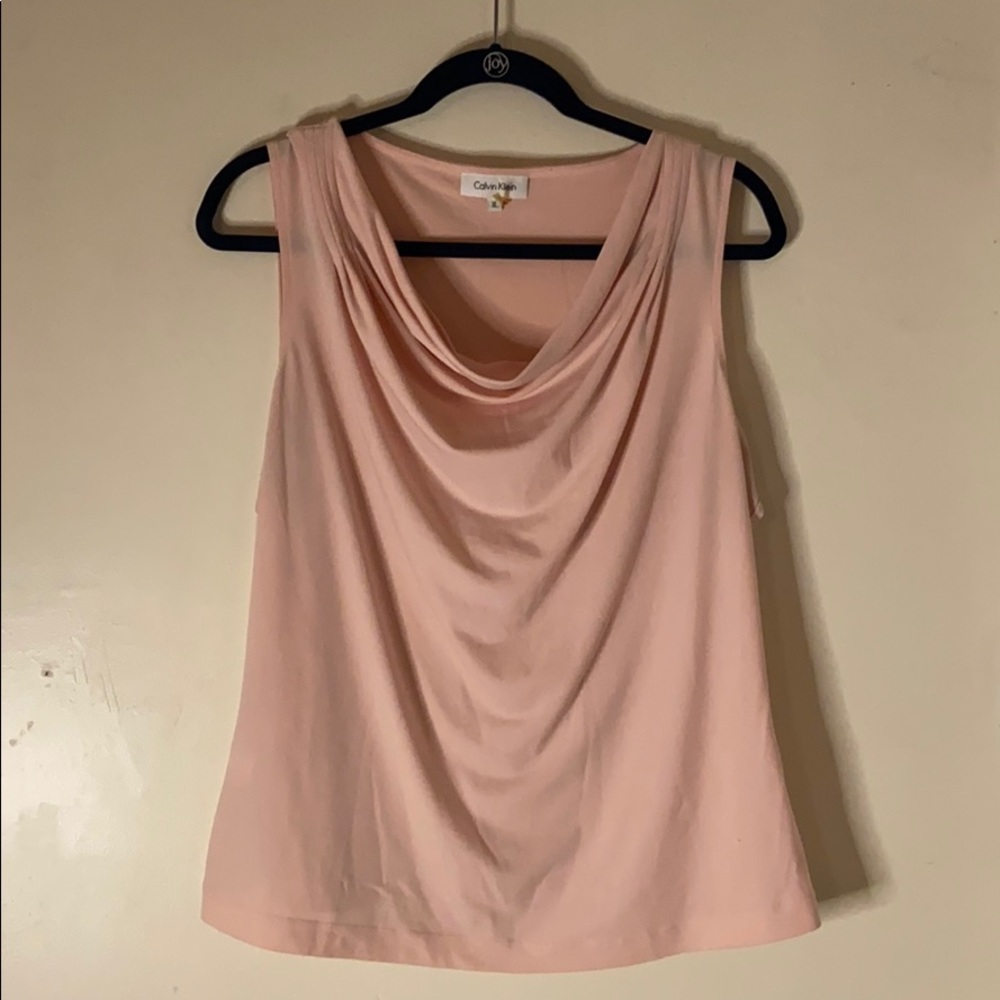 Calvin Klein baby pink cowl neck tank, XL